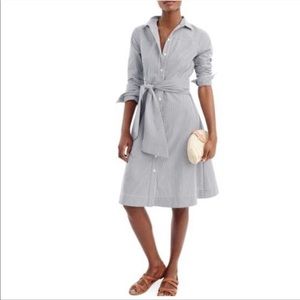 NWT Navy Blue Striped Shirt Dress with a tie waist